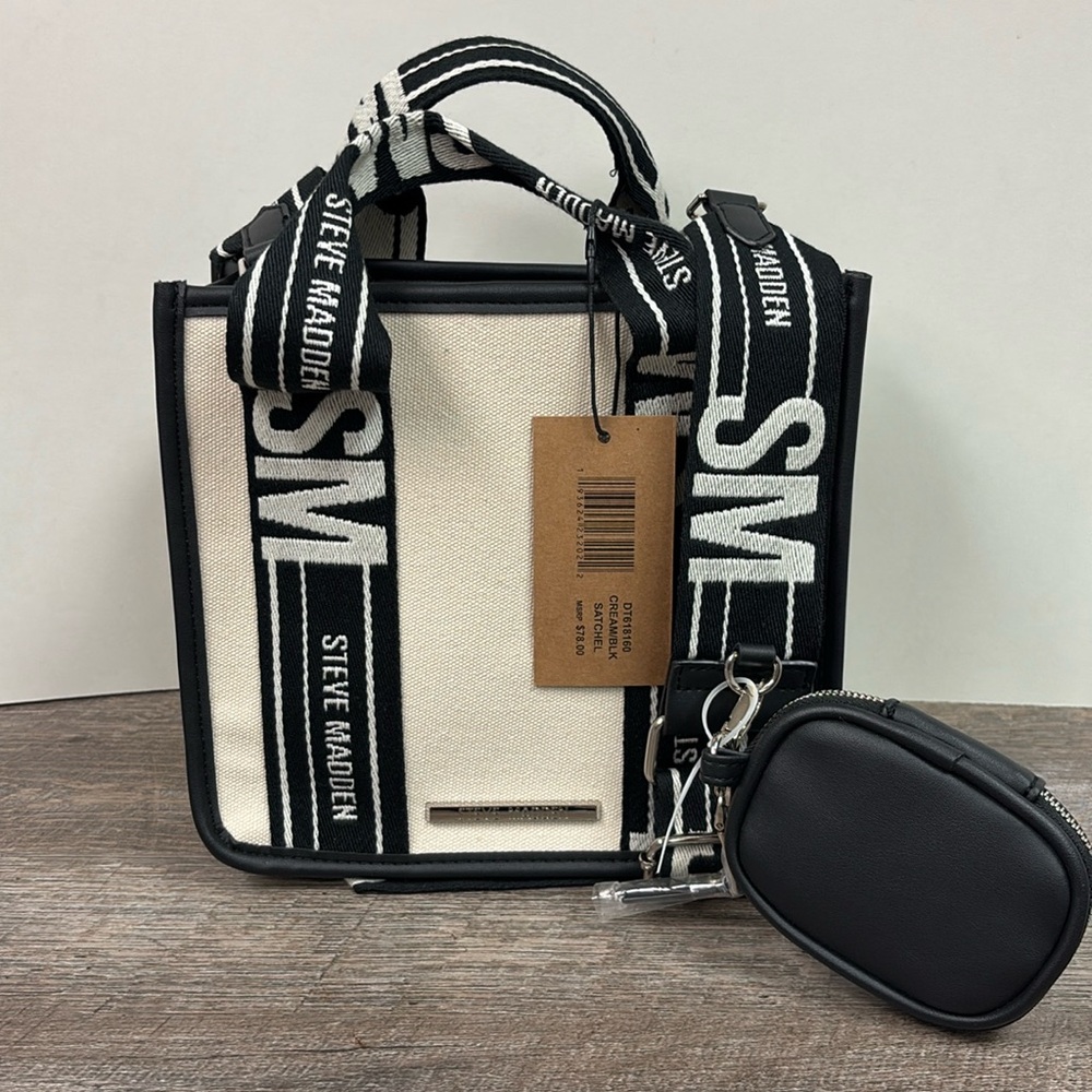 NWT Steve Madden Crossbody | Tote | Satchel Cream/Black